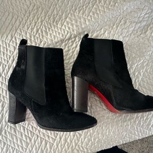 Christan Loubouitin Black Pony hair boots size 40.5 or us 10